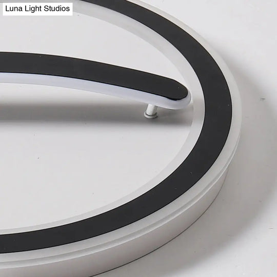 Contemporary Circular Ceiling Mount Light - 18’/20.5’ Wide Acrylic Gold/Black & White Led Flush