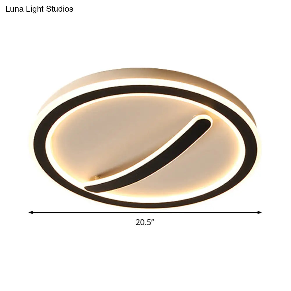 Contemporary Circular Ceiling Mount Light - 18/20.5 Wide Acrylic Gold/Black & White Led Flush