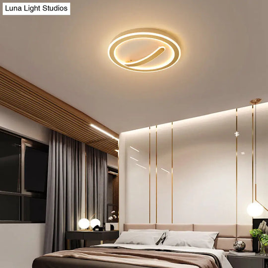 Contemporary Circular Ceiling Mount Light - 18/20.5 Wide Acrylic Gold/Black & White Led Flush