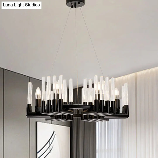 Contemporary Black Iron Chandelier - 6/8 Lights Crystal Tube Ceiling Light Fixture 6 /