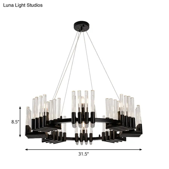 Contemporary Circular Iron Chandelier Lamp With Crystal Tube - 6/8 Lights Ceiling Light Fixture In