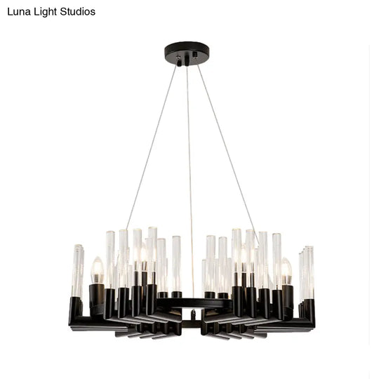 Contemporary Circular Iron Chandelier Lamp With Crystal Tube - 6/8 Lights Ceiling Light Fixture In