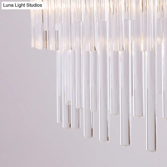 Contemporary Clear Crystal Chandelier: 6-Light Brass Pendant For Living Room