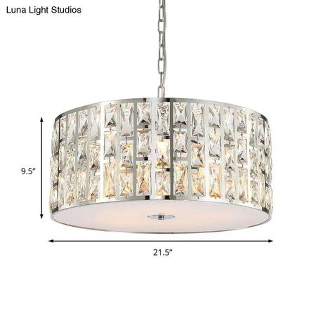 Contemporary Clear Crystal Chandelier With Metal Chain In Chrome - Perfect For Bedroom