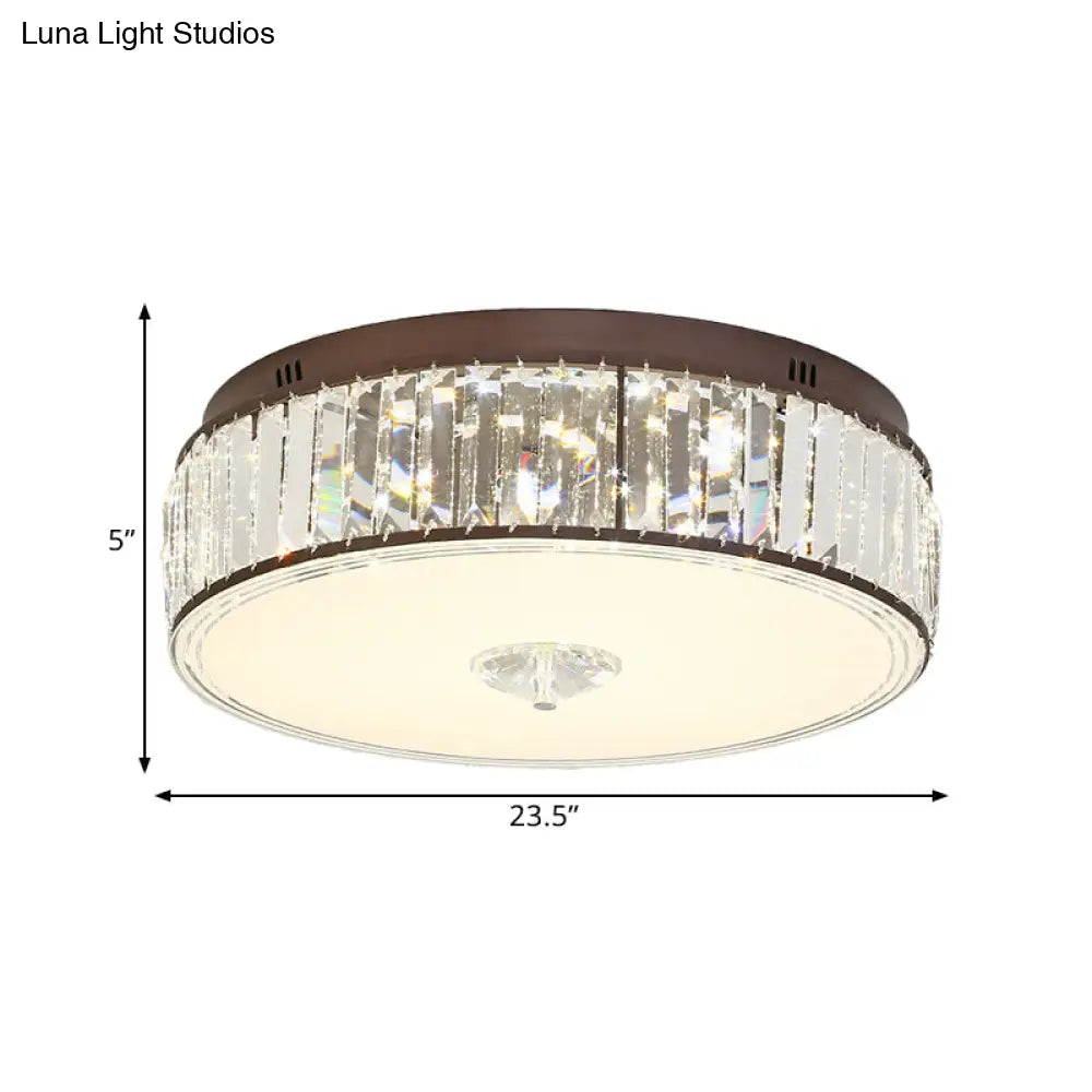 Contemporary Clear Crystal Led Flush Mount Ceiling Lamp - 19.5’/23.5’ Wide