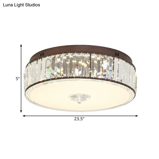 Contemporary Clear Crystal Led Flush Mount Ceiling Lamp - 19.5’/23.5’ Wide