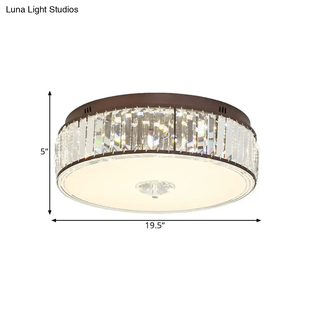 Contemporary Clear Crystal Led Flush Mount Ceiling Lamp - 19.5’/23.5’ Wide