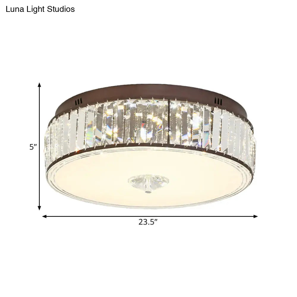 Contemporary Clear Crystal Led Flush Mount Ceiling Lamp - 19.5/23.5 Wide