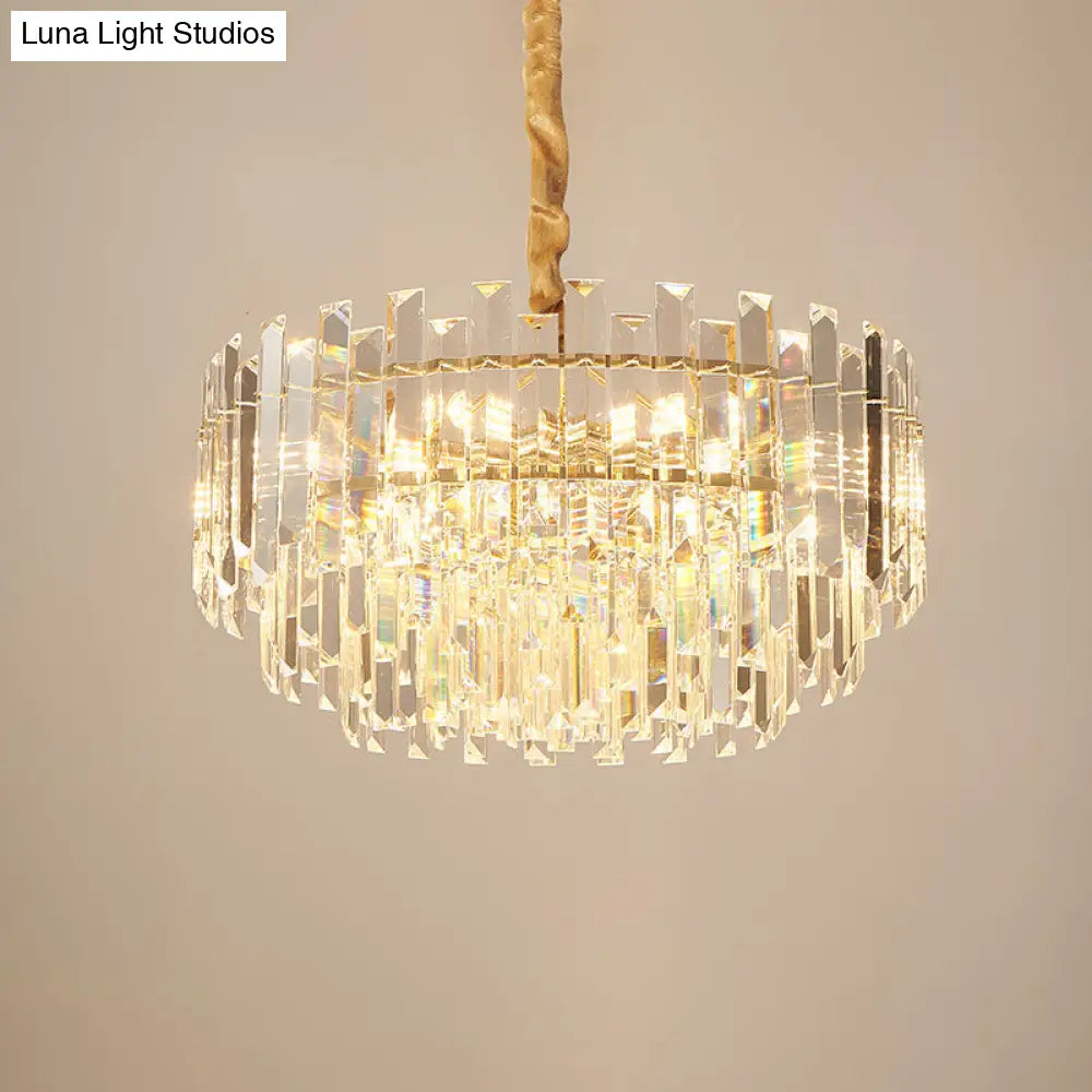 Contemporary Clear Crystal Prismatic Pendant Light Fixture - 8/10 Bulbs 18’/23.5’ Wide