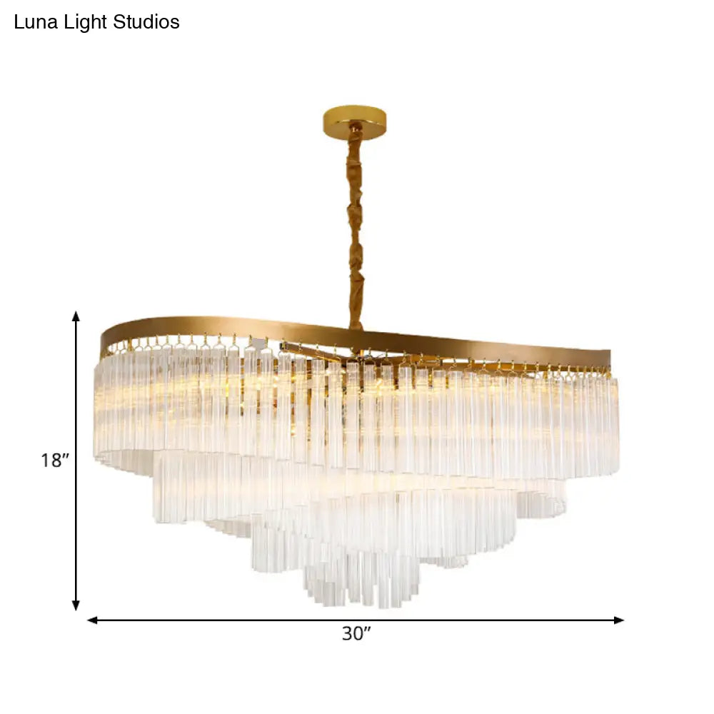 Contemporary Clear Crystal Prisms Chandelier Light With 10/11 Bulbs - Spiral Design 21.5’/30’