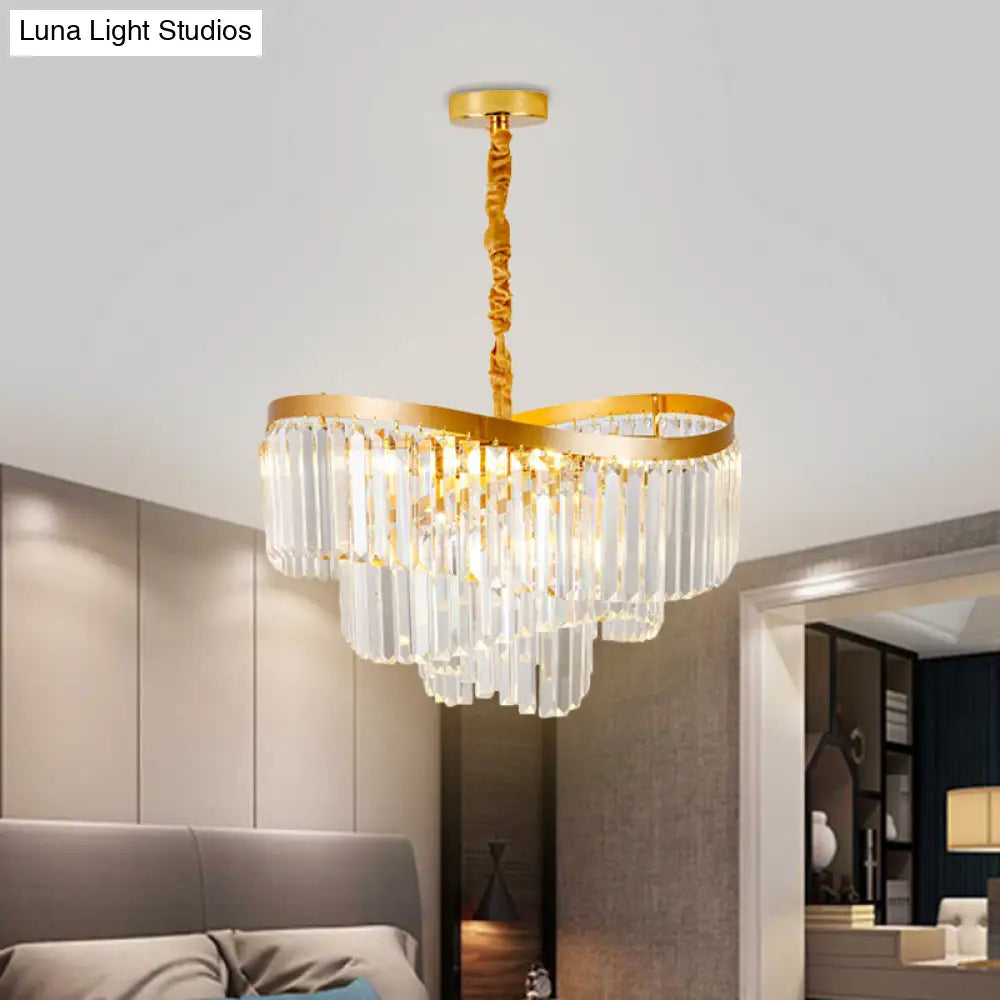 Clear Crystal Prisms Chandelier Pendant Light - Contemporary Design 10/11 Bulbs Spiral Style 21.5/30