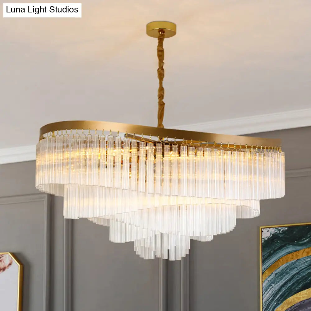 Contemporary Clear Crystal Prisms Chandelier Light With 10/11 Bulbs - Spiral Design 21.5’/30’