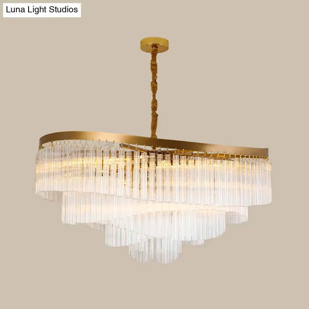 Contemporary Clear Crystal Prisms Chandelier Light With 10/11 Bulbs - Spiral Design 21.5’/30’