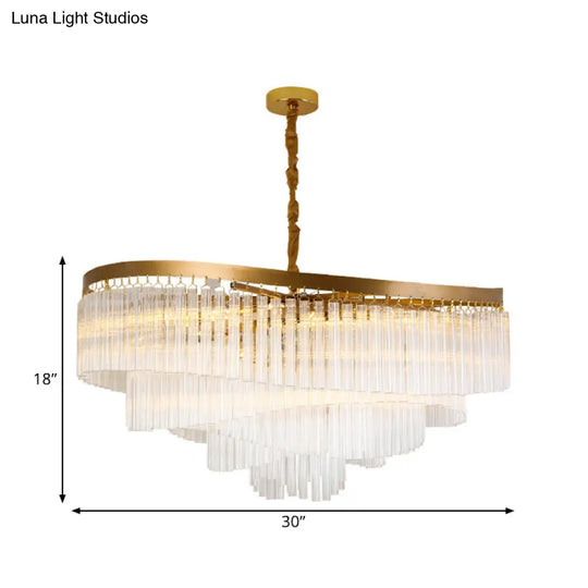 Clear Crystal Prisms Chandelier Pendant Light - Contemporary Design 10/11 Bulbs Spiral Style 21.5/30