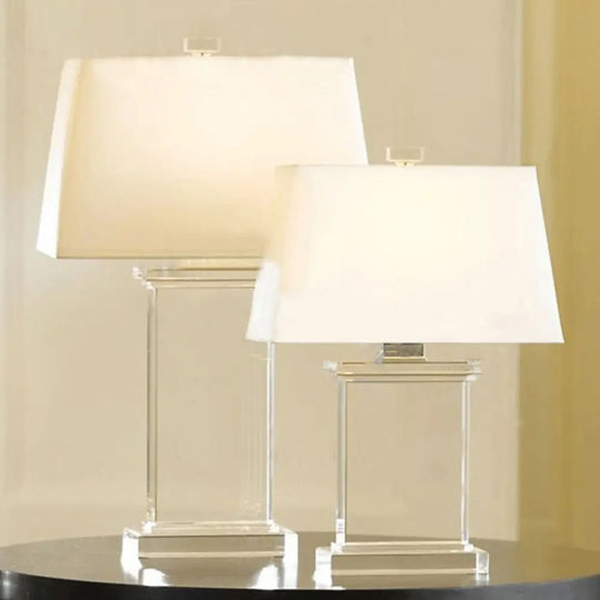 Contemporary Clear Crystal Task Light - Rectangular 18/22 Wide Desk Lamp With White Bulb / 18