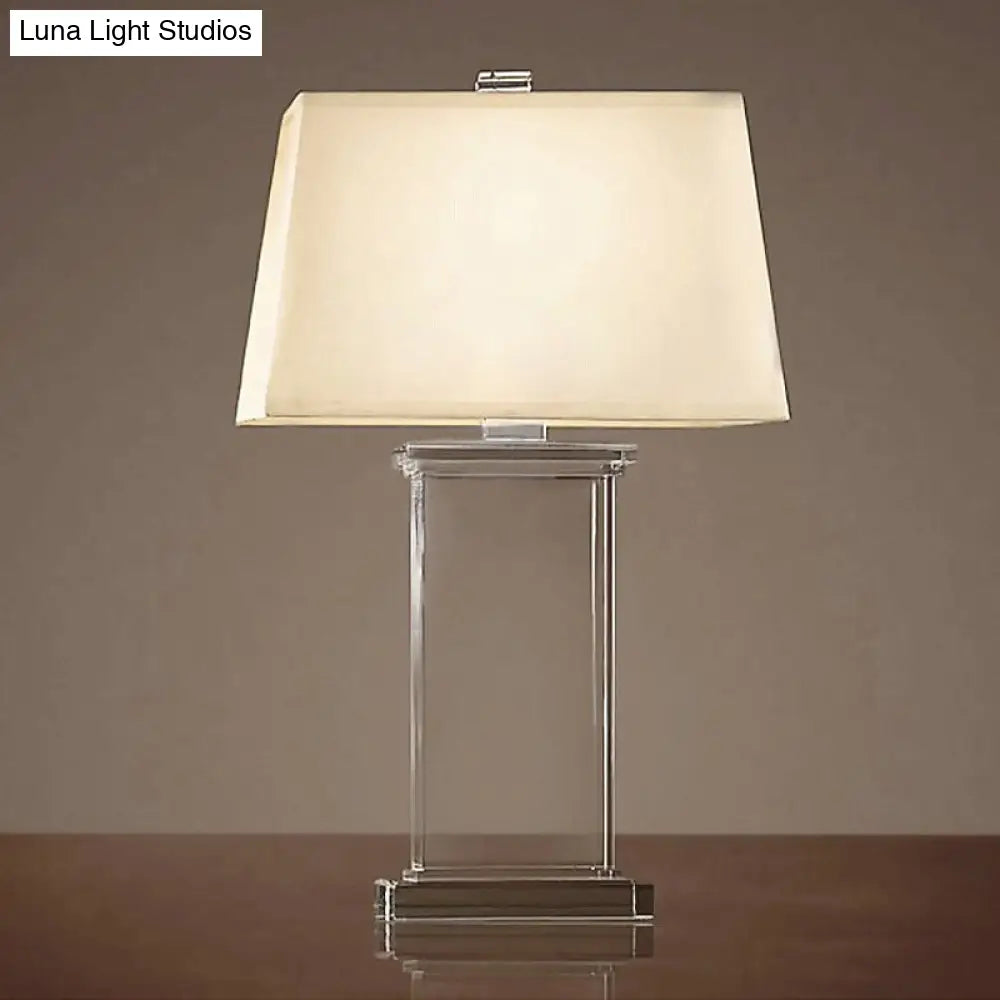 Contemporary Clear Crystal Task Light - Rectangular 18/22 Wide Desk Lamp With White Bulb