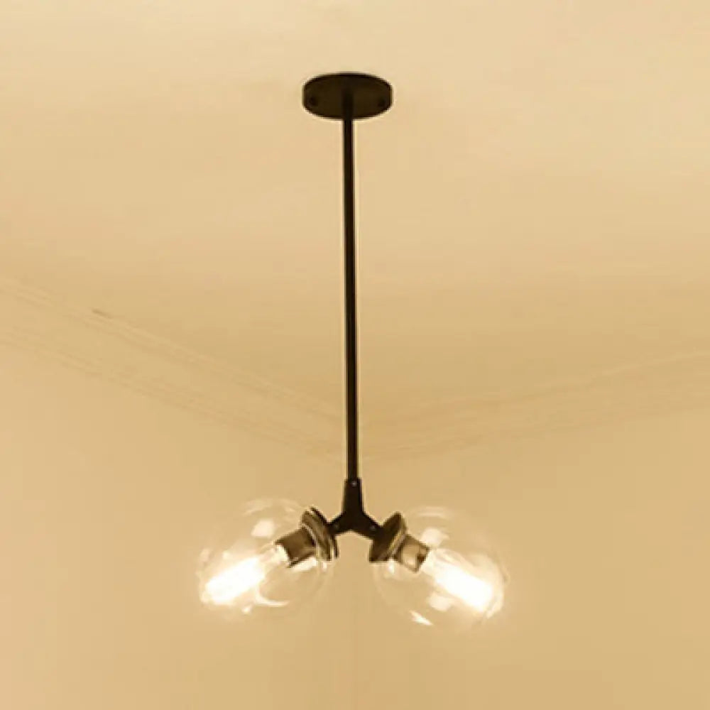 Contemporary Clear Glass Bubble Chandelier - 2/4 Light Fixture Black/Gold Hanging Ceiling 2 / Black