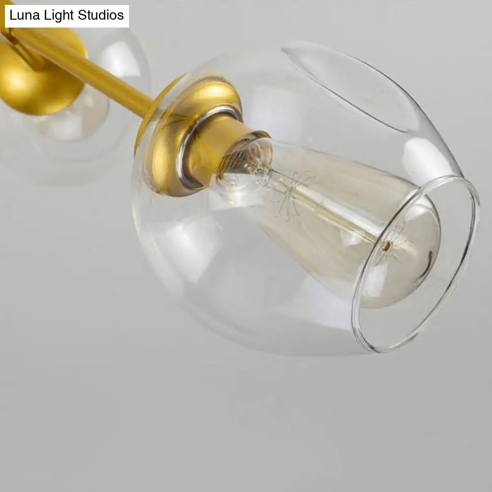 Contemporary Clear Glass Bubble Chandelier - 2/4 Light Fixture Black/Gold Hanging Ceiling