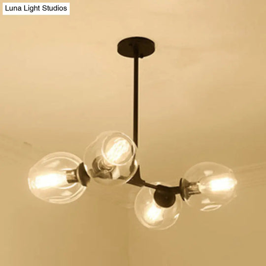 Contemporary Clear Glass Bubble Chandelier - 2/4 Light Fixture Black/Gold Hanging Ceiling