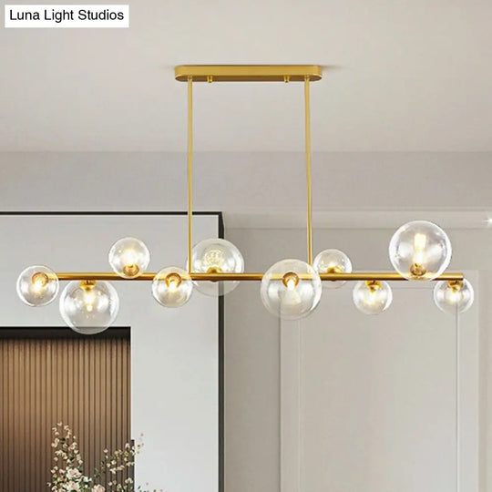 Contemporary Clear Glass Bubble Island Lamp - Stylish Ceiling Light For Dining Room