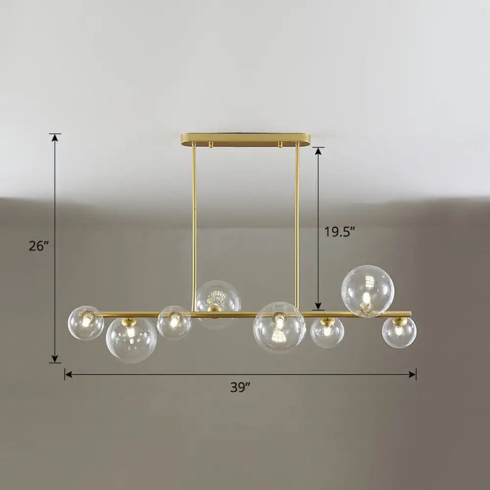 Contemporary Clear Glass Bubble Island Lamp - Stylish Ceiling Light For Dining Room 8 / Gold