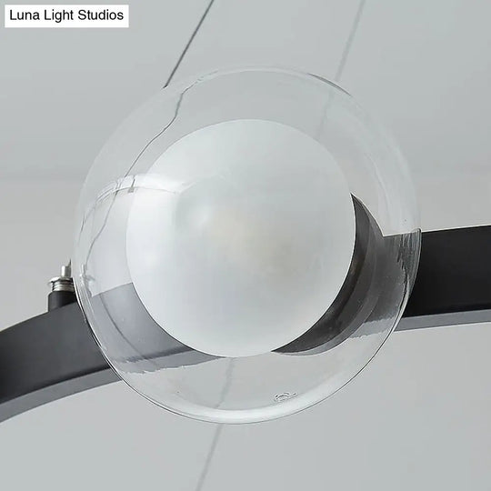 Contemporary Clear Glass Chandelier With Circle Ring Design - 6/8-Light Led Hanging Light In Black