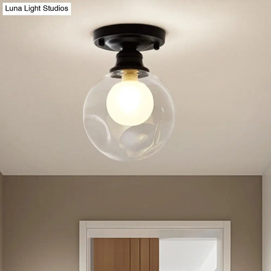 Contemporary Clear Glass Flush Mount Ceiling Light For Bedroom / C