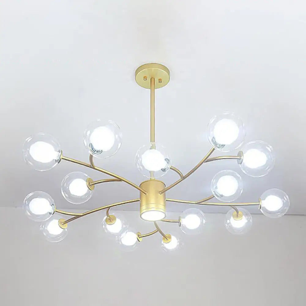 Contemporary Clear Glass Globe Chandelier For Living Room Ceiling 15 / Gold