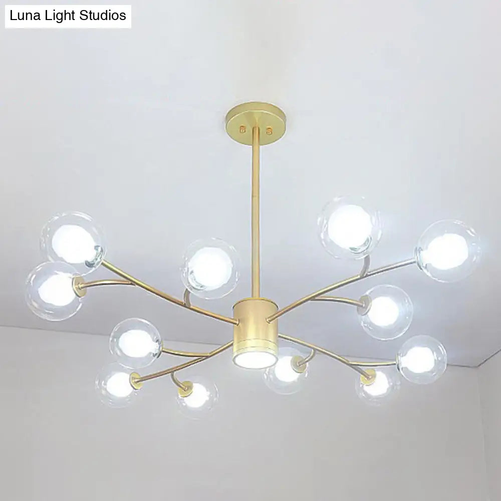 Ultra-Contemporary Globe Chandelier Pendant For Living Room With Clear Glass Ceiling Light 12 / Gold