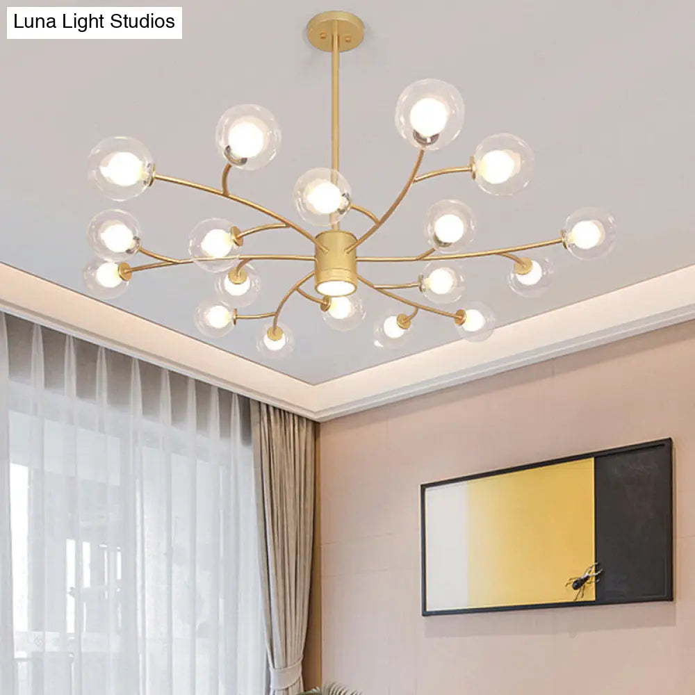 Ultra-Contemporary Globe Chandelier Pendant For Living Room With Clear Glass Ceiling Light
