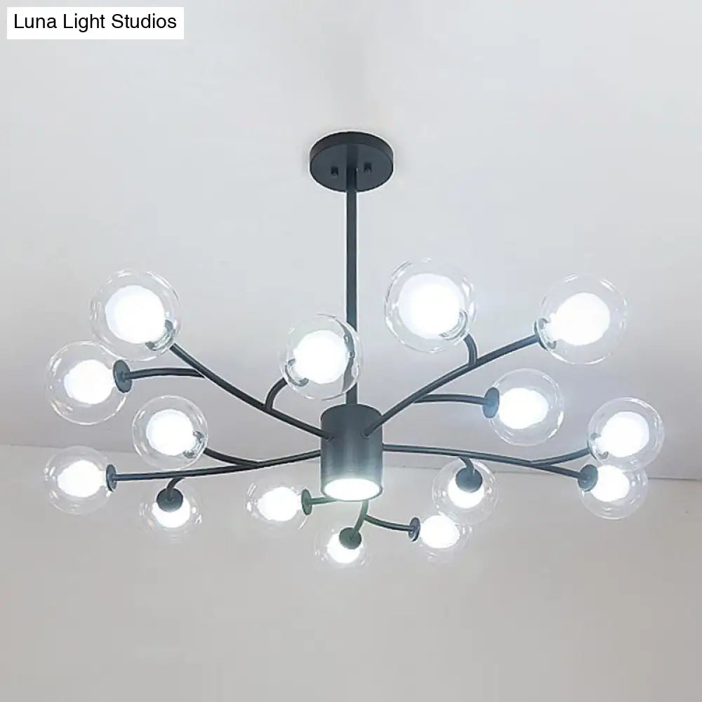 Ultra-Contemporary Globe Chandelier Pendant For Living Room With Clear Glass Ceiling Light 15 /
