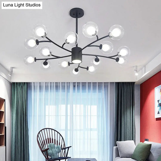 Ultra-Contemporary Globe Chandelier Pendant For Living Room With Clear Glass Ceiling Light