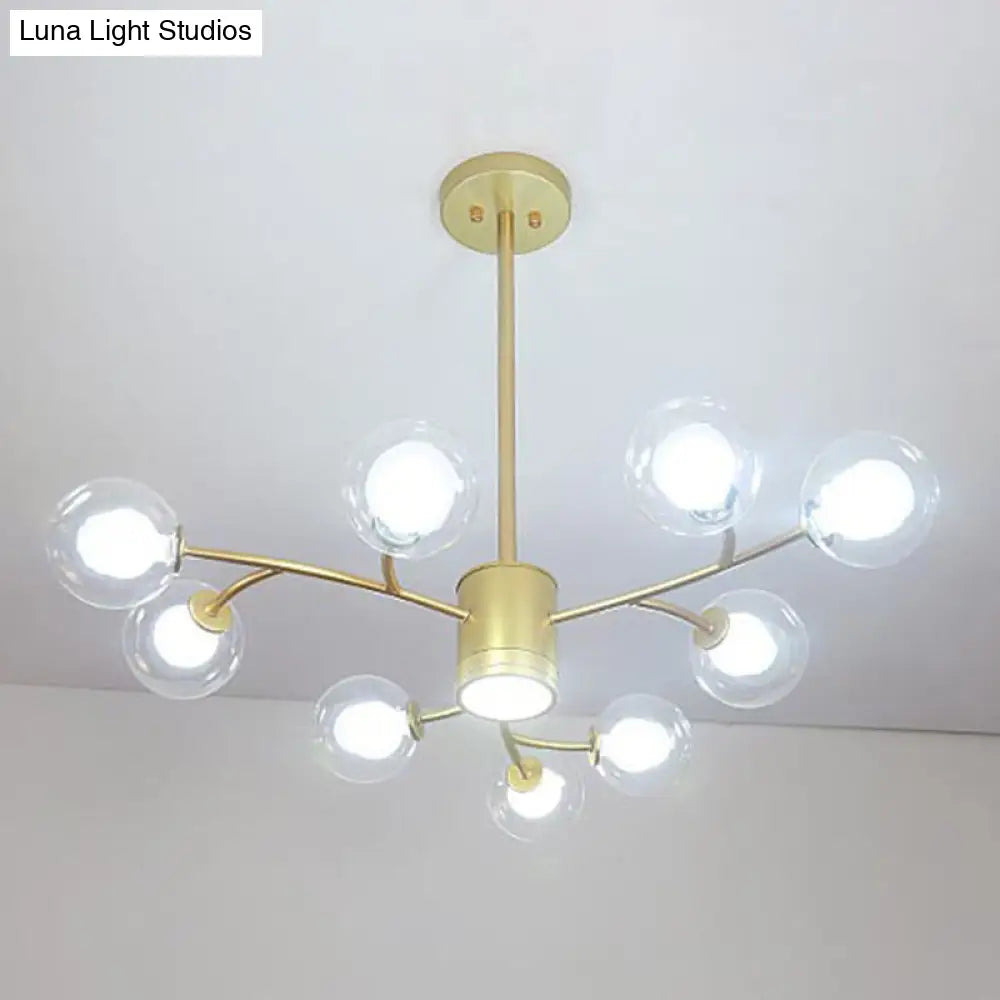 Ultra-Contemporary Globe Chandelier Pendant For Living Room With Clear Glass Ceiling Light 9 / Gold
