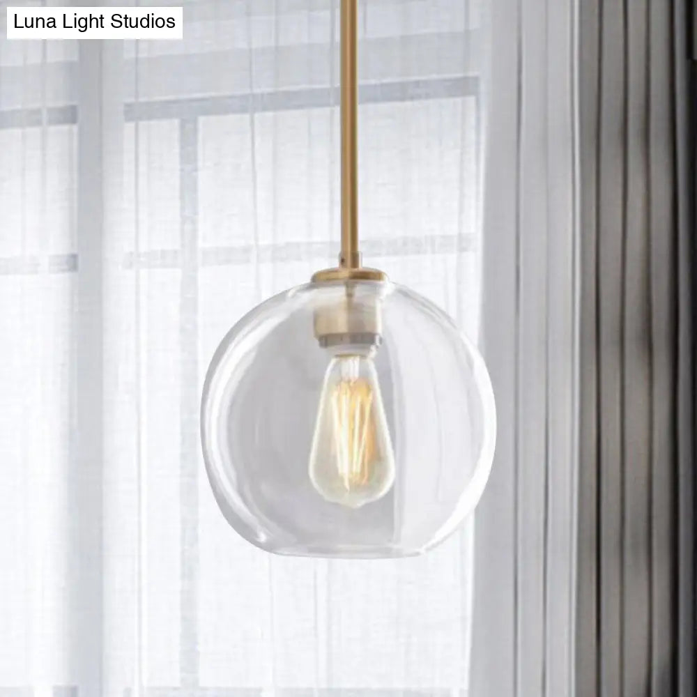 Contemporary Clear Glass Globe Pendant Light - 1 8/10/12 Wide / 8