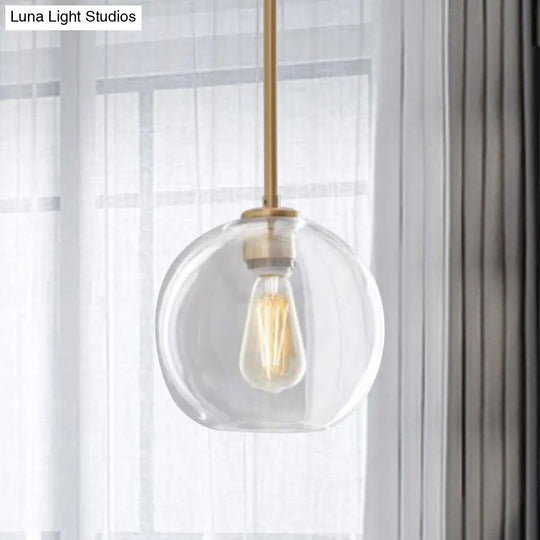 Contemporary Clear Glass Globe Pendant Light - 1 8/10/12 Wide / 8