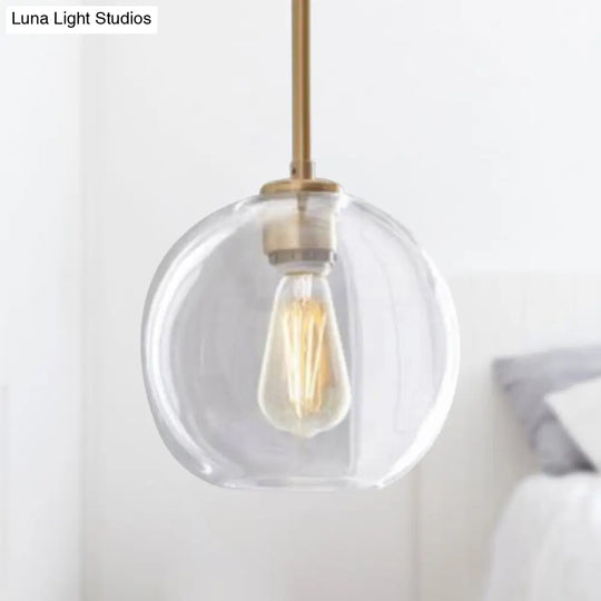 Contemporary Clear Glass Globe Pendant Light - 1 8/10/12 Wide