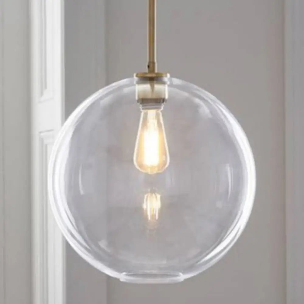 Contemporary Clear Glass Globe Pendant Light - 1 8’/10’/12’ Wide Hanging Lamp / 12’