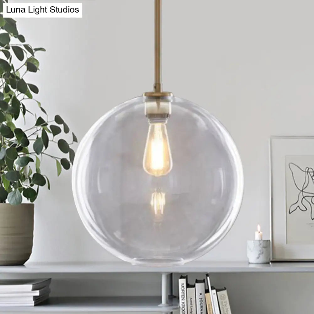 Contemporary Clear Glass Globe Pendant Light - 1 8/10/12 Wide