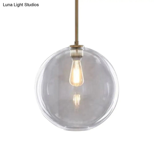 Contemporary Clear Glass Globe Pendant Light - 1 8/10/12 Wide