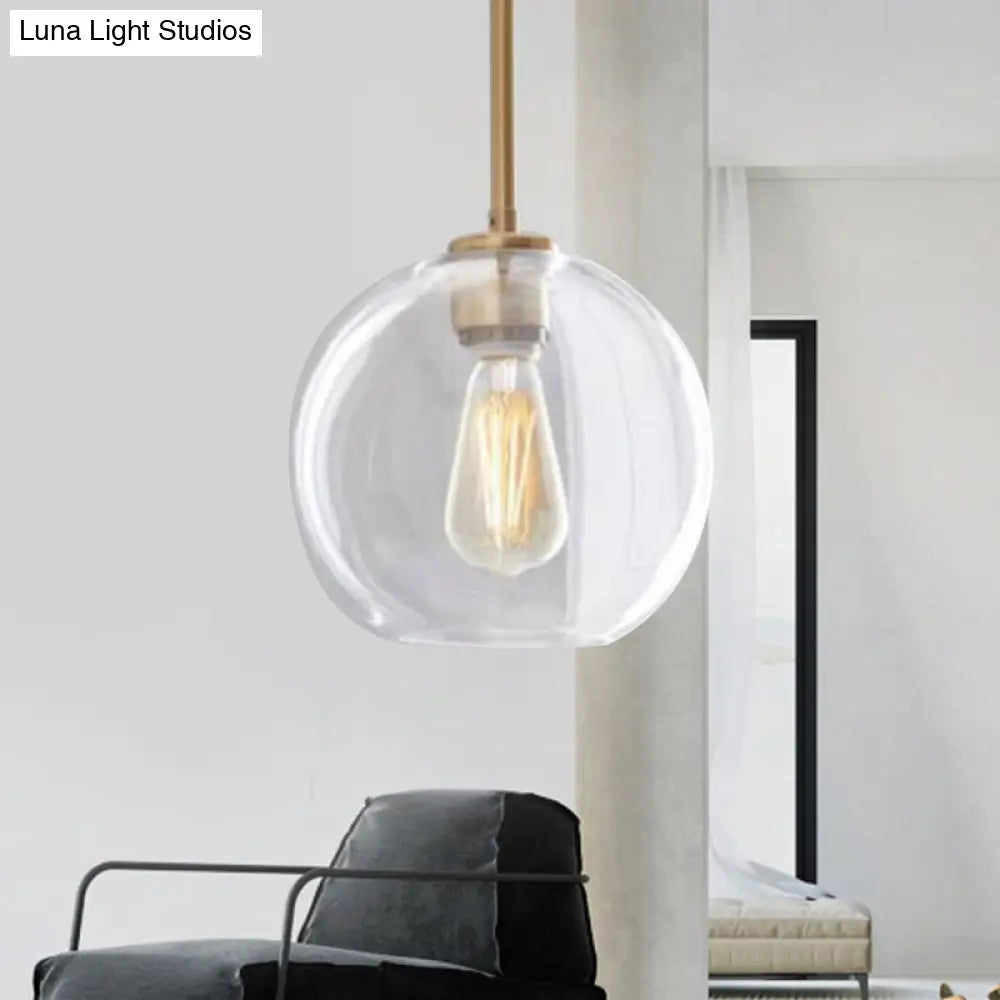 Contemporary Clear Glass Globe Pendant Light - 1 8/10/12 Wide