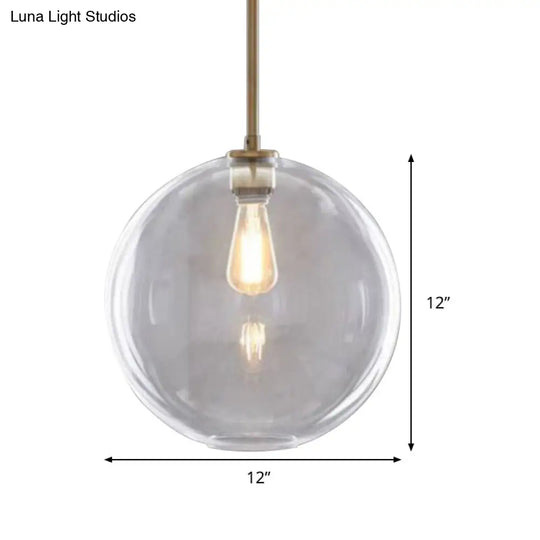 Contemporary Clear Glass Globe Pendant Light - 1 8/10/12 Wide