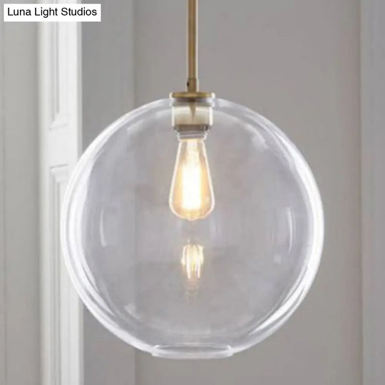 Contemporary Clear Glass Globe Pendant Light - 1 8/10/12 Wide / 12