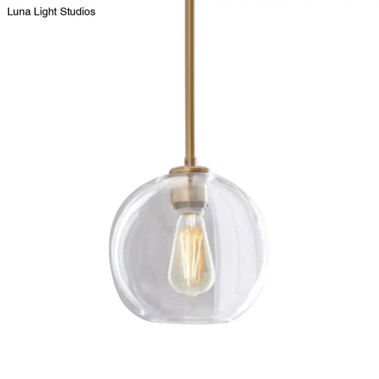 Contemporary Clear Glass Globe Pendant Light - 1 8/10/12 Wide