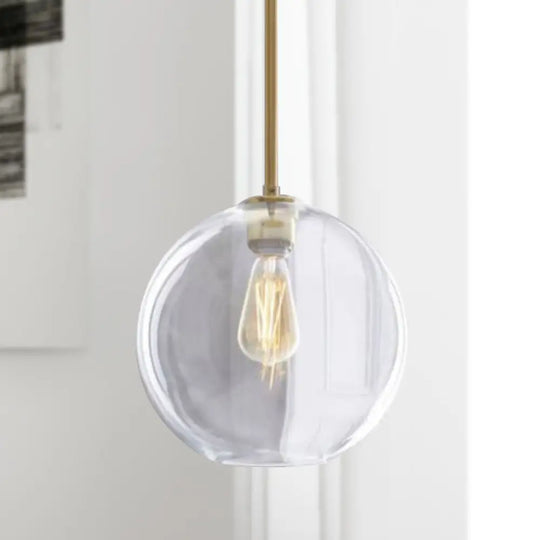 Contemporary Clear Glass Globe Pendant Light - 1 8’/10’/12’ Wide Hanging Lamp / 10’