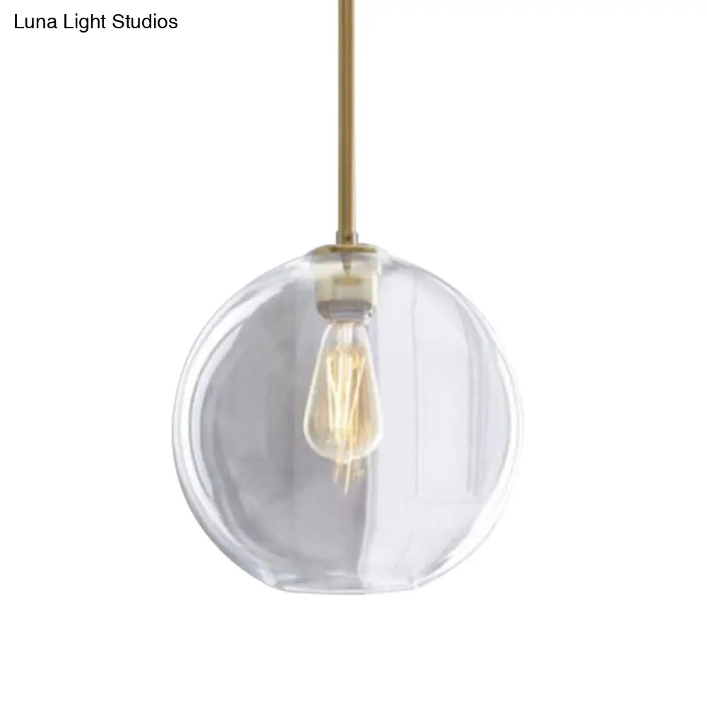 Contemporary Clear Glass Globe Pendant Light - 1 8/10/12 Wide