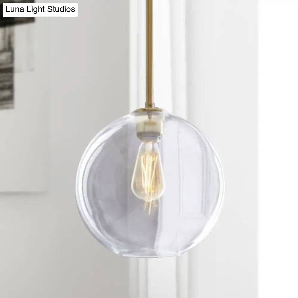 Contemporary Clear Glass Globe Pendant Light - 1 8/10/12 Wide / 10