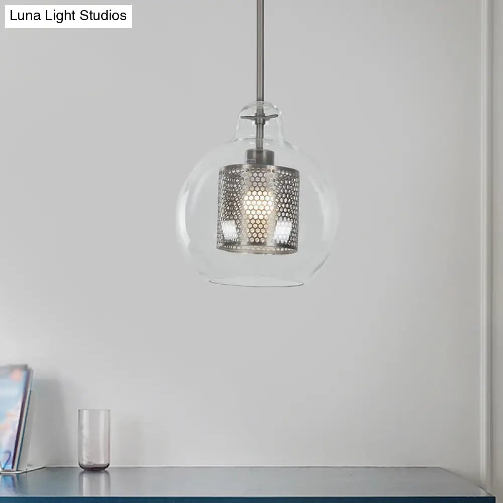 Contemporary Clear Glass Orb Pendant Light For Dining Room