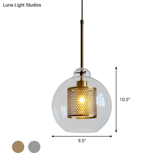 Contemporary Clear Glass Orb Pendant Light For Dining Room