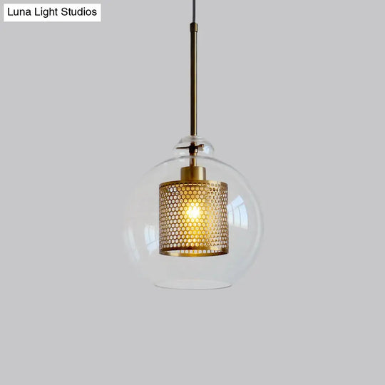 Contemporary Clear Glass Orb Pendant Light For Dining Room