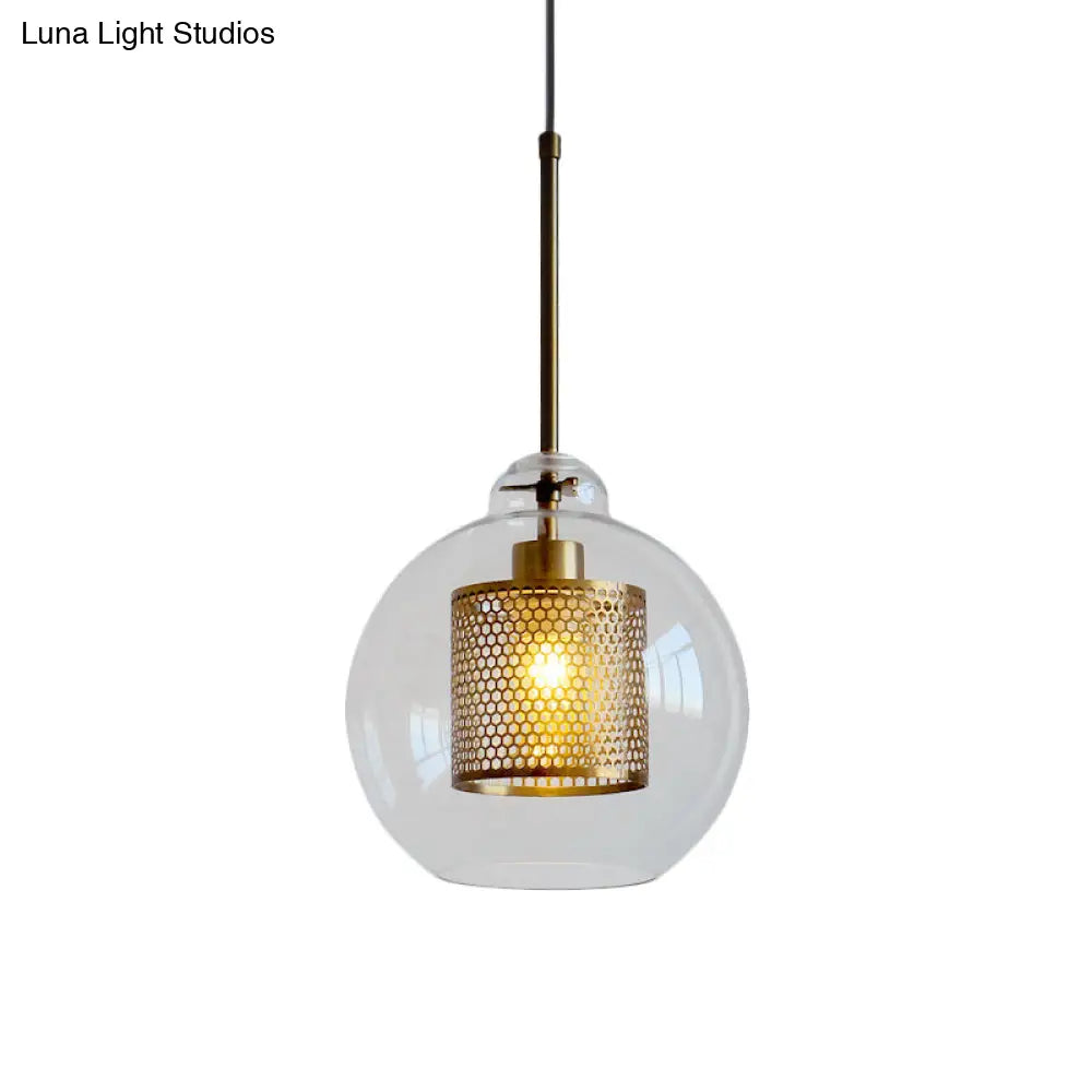 Contemporary Clear Glass Orb Pendant Light For Dining Room